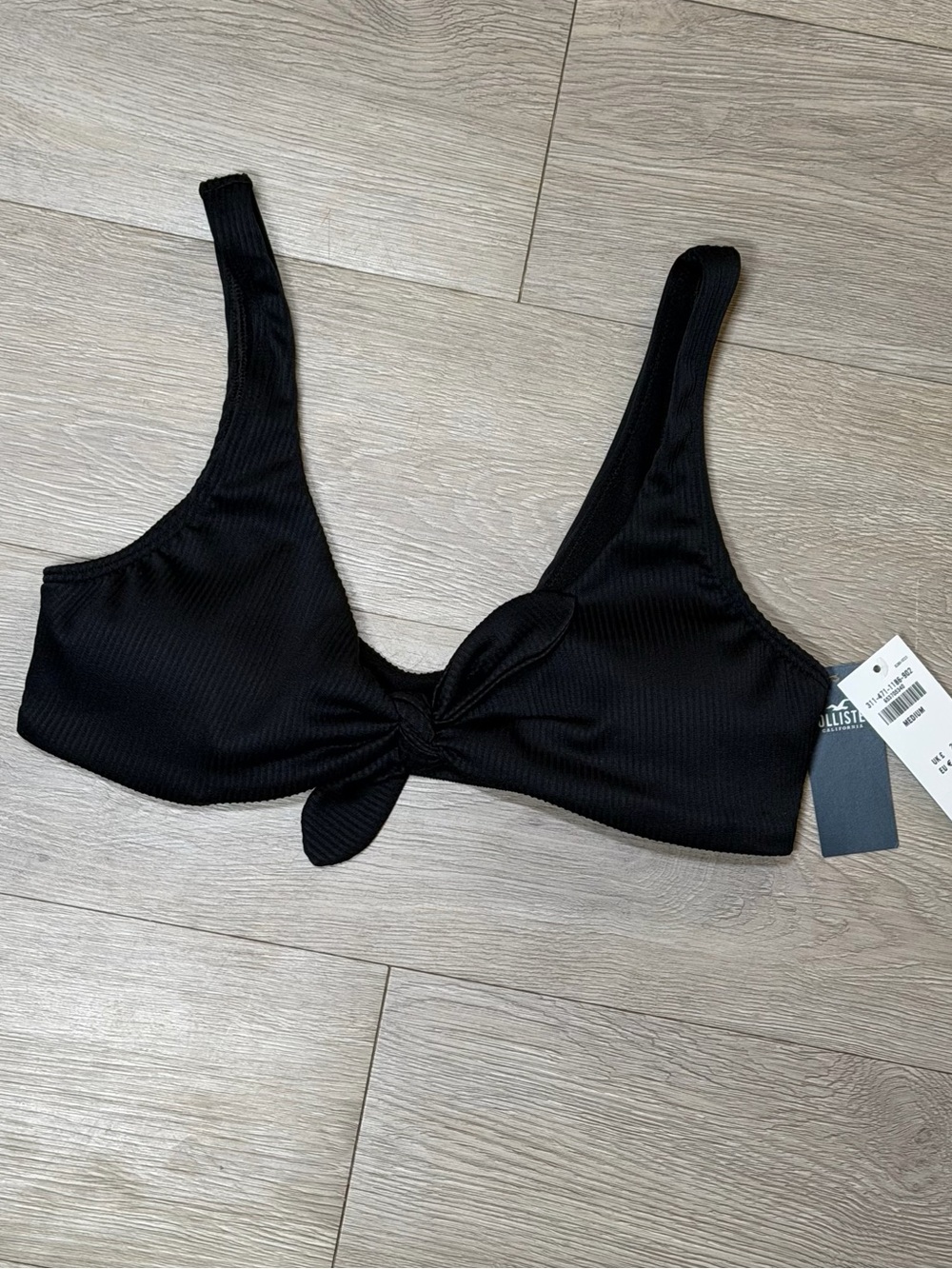 Hollister Black Ribbed Bikini Top